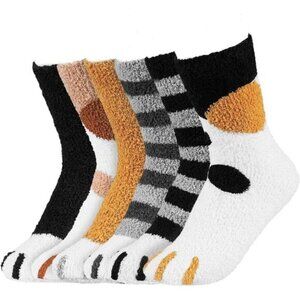 Women’s Fuzzy Cat Paw Socks – Cozy, Fluffy, & Warm Slipper Socks (5/6 Pairs)